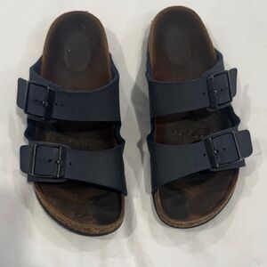 Birkenstock Dark Blue Sandals with Cork Detail